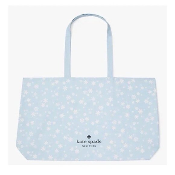 kate spade new york Handbags - New Kate Spade Tote Blue With White Snowflakes 24 X 14